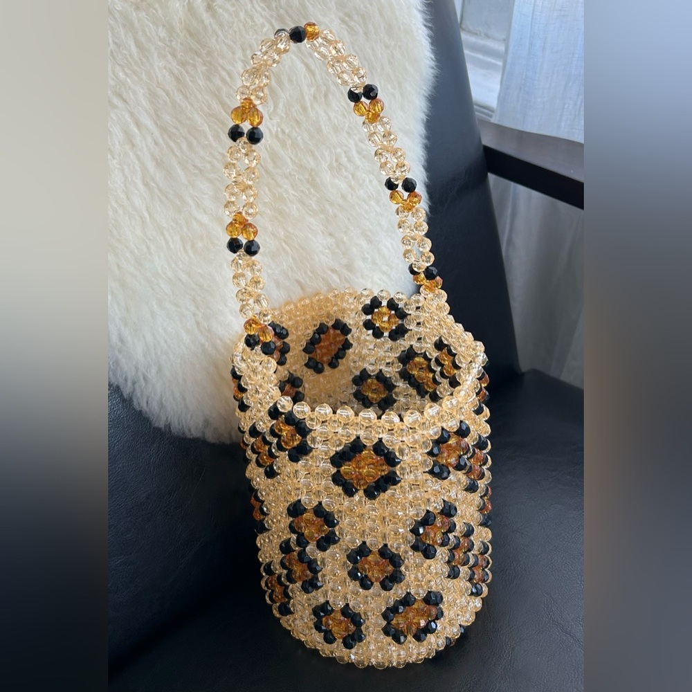 Susan Alexandra - Leopard Beaded Bucket Bag